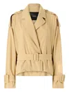 Pinko Belted Jacket In Brown