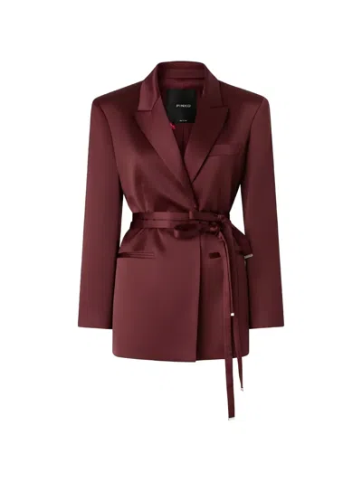 Pinko Belted Jacket In Burgundy