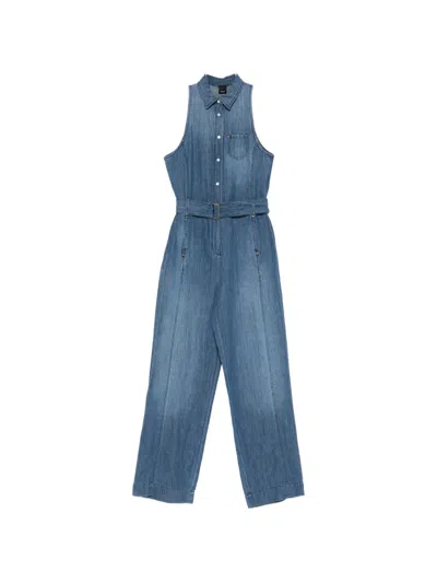 Pinko Belted Jumpsuit In Blue
