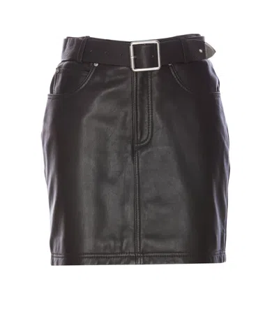 Pinko Skirt With Grenada Style And Visible Stitching In Brown