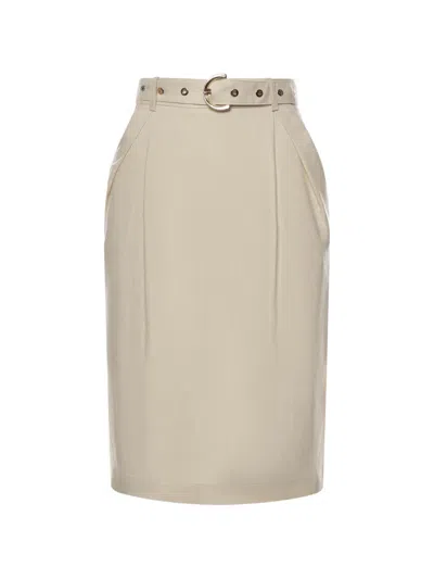 Pinko Belted Midi Skirt In Multi