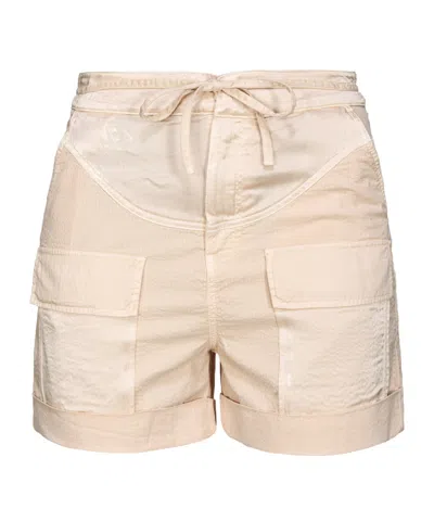 Pinko Belted Panelled Shorts In Nude