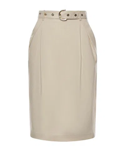 Pinko Belted Pleated Pencil Skirt In Neutral