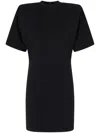 Pinko Mini Dress With Padded Shoulders And Belt In Black