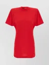 Pinko Belted Short Sleeve Dress With Round Neckline In Red