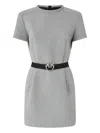 Pinko Belted Short-sleeve Mini Dress In White