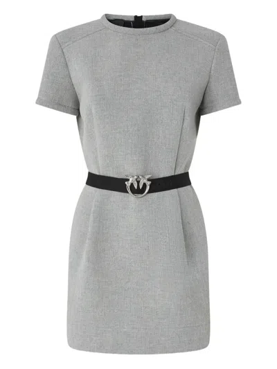 Pinko Belted Short-sleeve Mini Dress In White