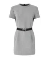 Pinko Belted Short-sleeve Mini Dress In Gray