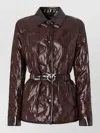 Pinko Technical Canvas Belted Down Jacket In Multi