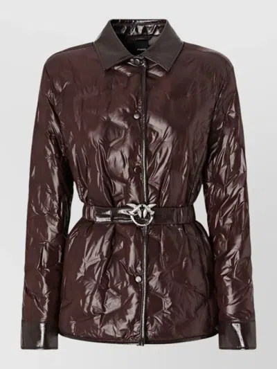 PINKO BELTED SILK BLEND NYLON COAT
