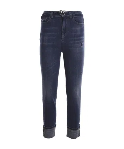 Pinko Belted Skinny Jeans In Black