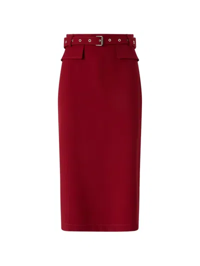 Pinko Belted Slit-detail Midi Skirt In Red