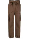 Pinko Belted Straight-leg Trousers In Brown