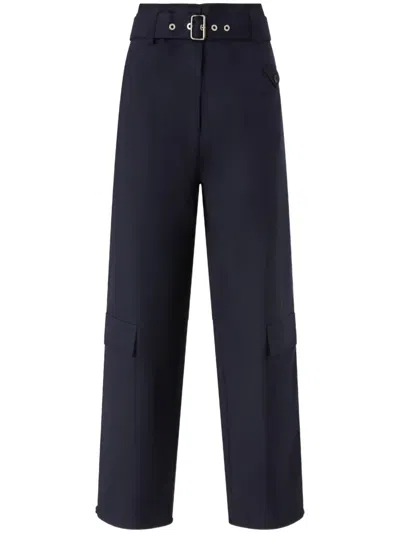 Pinko Belted Straight Trousers In Blue