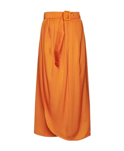 Pinko Belted Strapless Midi Dress In Orange