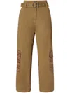 Pinko Slouchy Cargo Pants With Belt In Brown