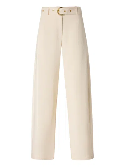 Pinko Trousers Bianco Cigno In Neutral