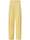 Pinko Belted Butter Yellow Trouser With Layered Details In Yellow