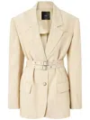Pinko Belted Waist Blazer With Front Button Fastening In Neutral