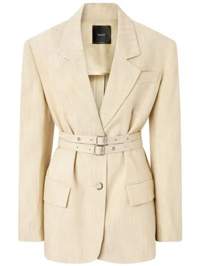 PINKO BELTED WAIST BLAZER WITH FRONT BUTTON FASTENING