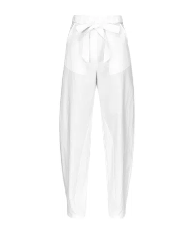 Pinko Belted Wide-leg Trousers In White