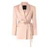 Pinko Rapa Blazer Jacket In Pink With Belt In Neutral