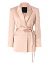 Pinko Rapa Blazer Jacket In Pink With Belt In Pink