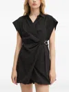Pinko Belted Wrap Mini Dress In Black