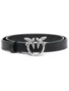 Pinko Love Birds Leather Belt In Black