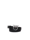 Pinko Love Birds Leather Belt In Black