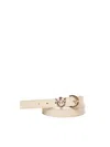 Pinko Slim Crescent Leather Belt With Metallic Accents