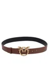 Pinko Love Birds High Leather Belt 4cm In Brown