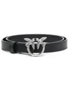 Pinko Love Birds Leather Belt In Black