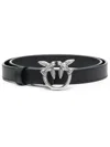 Pinko Love Birds Leather Belt In Black
