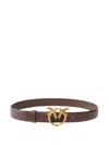 Pinko Love Birds High Leather Belt 4cm In Brown