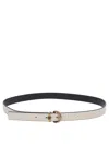 Pinko Logo Birds Buckle Reversible Leather Belt In Neutral
