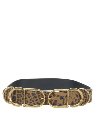 Pinko Leopard Buckle Belt In Brown