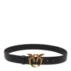 Pinko Love Berry Leather Belt With Love Birds Buckle In Black