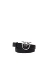 Pinko Love Birds Leather Belt In Black