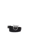 Pinko Love Birds Leather Belt In Black