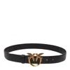 Pinko Love Berry Leather Belt With Love Birds Buckle In Black