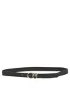 Pinko Logo Birds Leather Belt In Black
