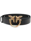 Pinko Love Berry Leather Belt In Black