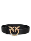 Pinko Love Berry Leather Belt In Black