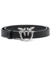 Shop Pinko Love Birds Thin Leather Belt 2cm In Black
