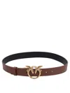 Pinko Double-face Belt With Love Birds Buckle In Brown