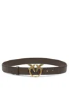 Pinko Logo Birds Plaque Leather Belt In Brown