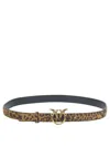 Pinko Leopard Suede Belt In Brown