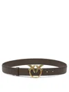 Pinko Logo Birds Plaque Leather Belt In Brown