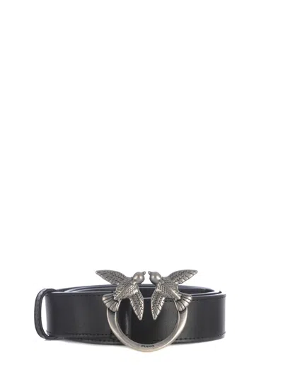 Pinko Belt  "love Birds" In Nero Argento